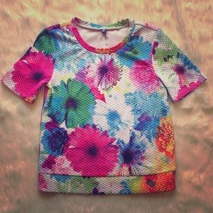 Justice Floral Print Short Sleeve Shirt Girls 8